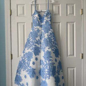 Jovani 57101 Powder Blue and White Floral Prom Dress